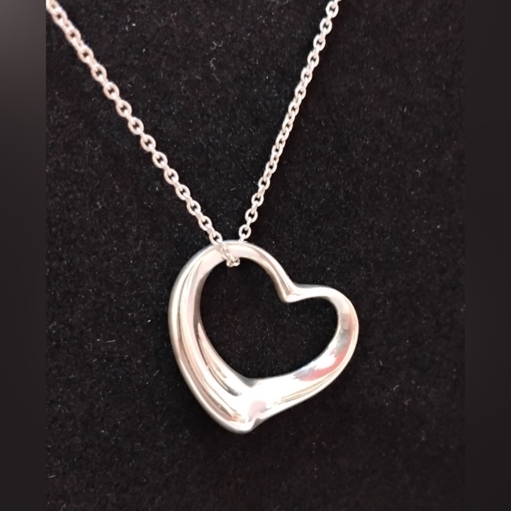 Tiffany Silver 925 Necklace - Elsa Peretti Extra Large Open Heart Pendant - Picture 3 of 10